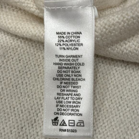 1.STATE Sequin Sleeve Stripe Cotton Blend Crewneck Sweater Cream Size L - Picture 11 of 11